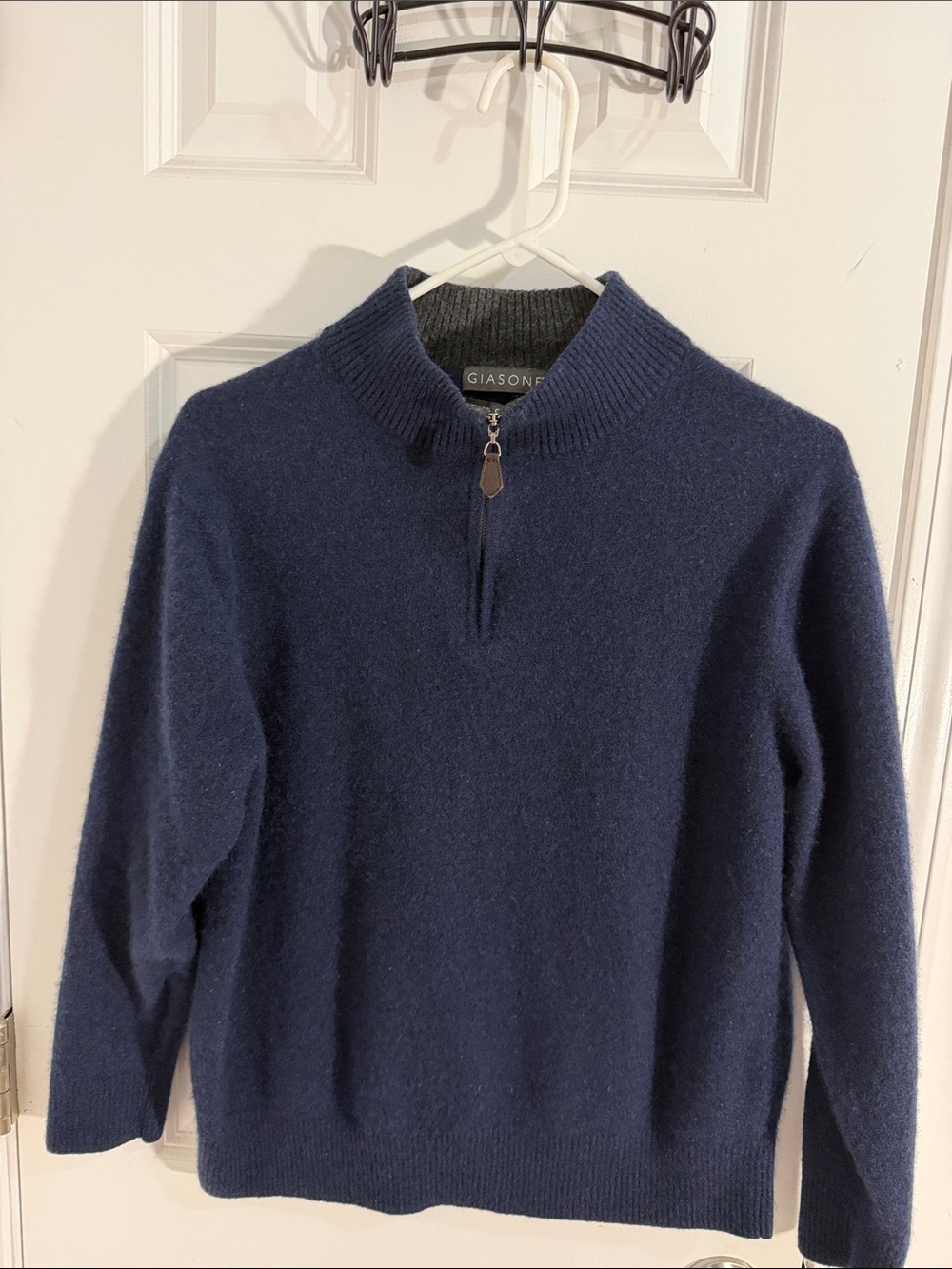Giasone Navy Half-Zip Men's 100 % Cashmere Sweater Size XL